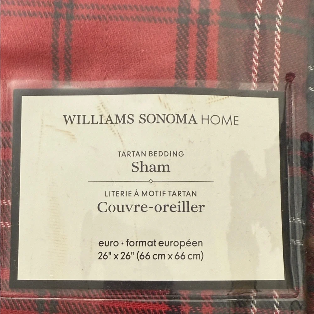 Williams Sonoma Tartan Plaid Euro Sham 26”x26”